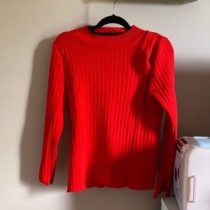 Long sleeve stretchy red turtleneck